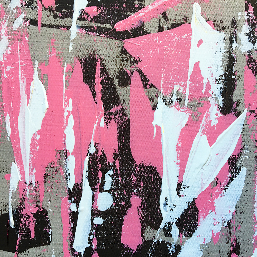 "Bear scratches pink" - Acrylic painting of Bruno PLANADE - 2020