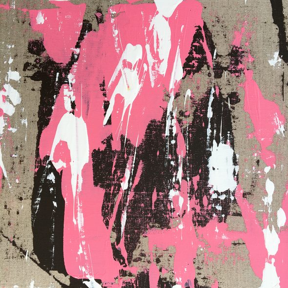 "Bear scratches pink" - Acrylic painting of Bruno PLANADE - 2020